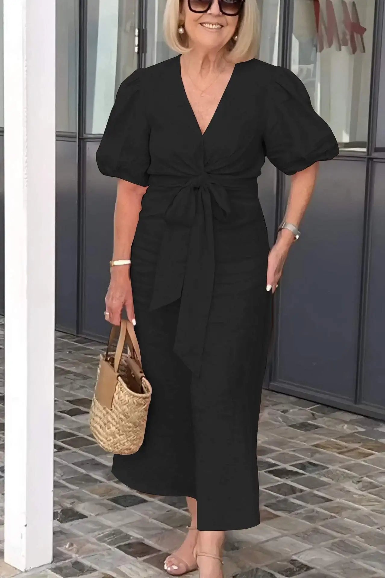 JODI | Loose V-neck Midi Dress