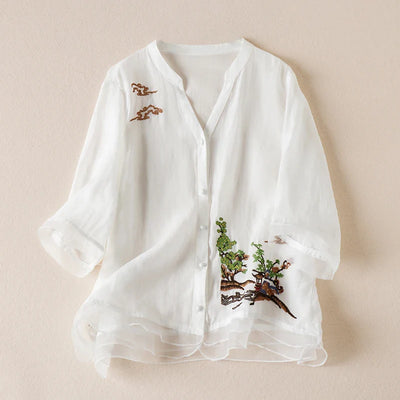 DAVINA | Embroidered Elegance Blouse