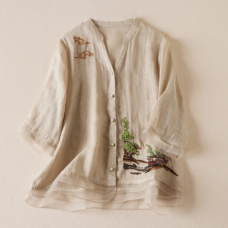 DAVINA | Embroidered Elegance Blouse