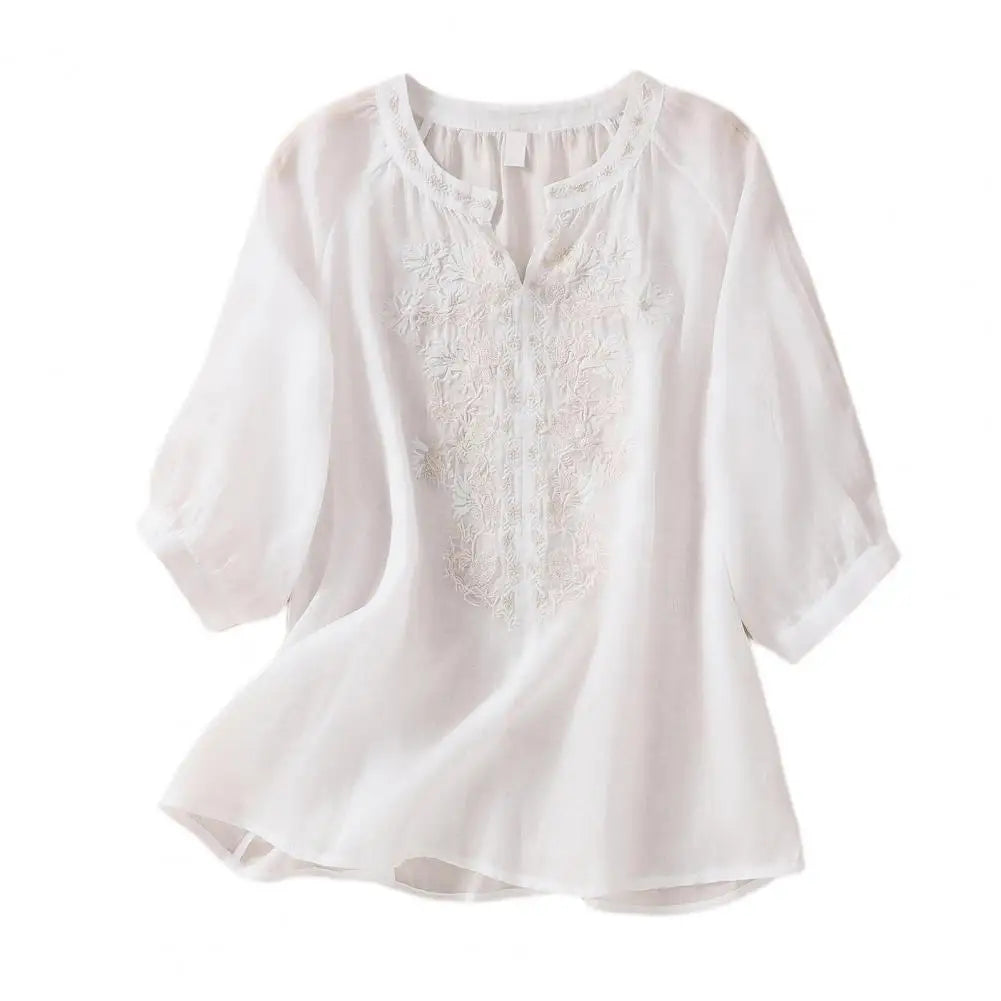 ROSALIE | Embroidered Cotton Floral Blouse