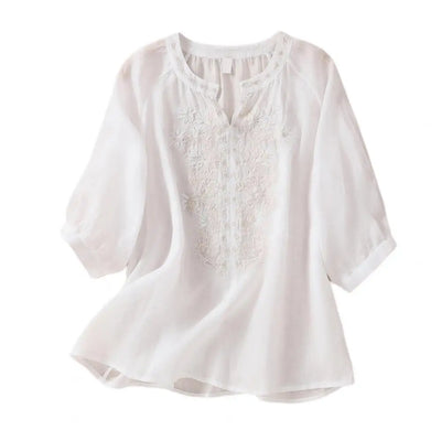 ROSALIE | Embroidered Cotton Floral Blouse