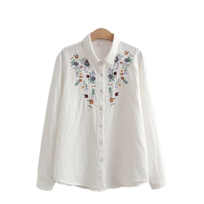 ADINA | Embroidered Floral Button-Up Shirt