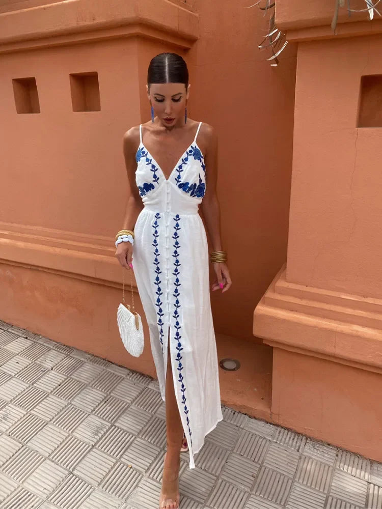 ALESSANDRA | Embroidered Strappy Dress