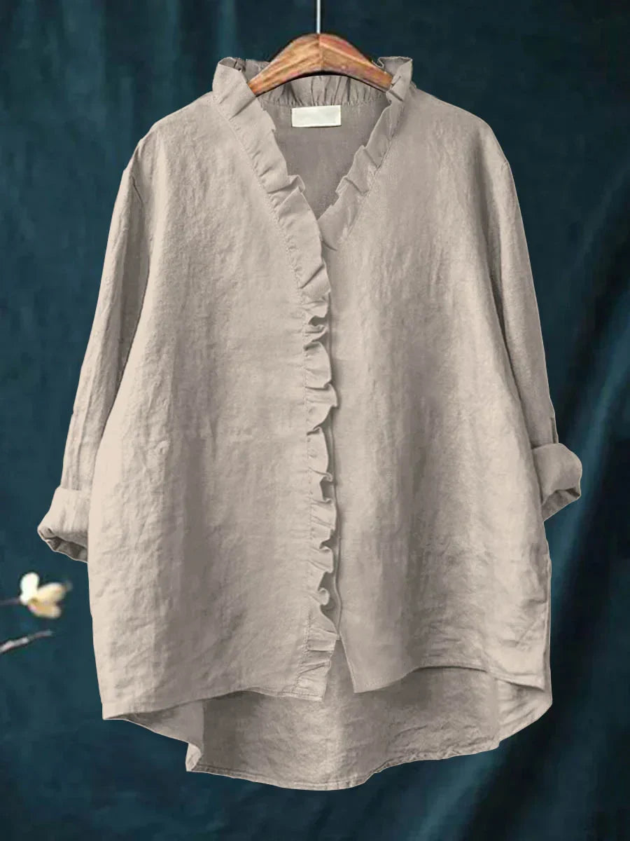 SANELA | Casual Ruffle Shirt in Cotton and Linen