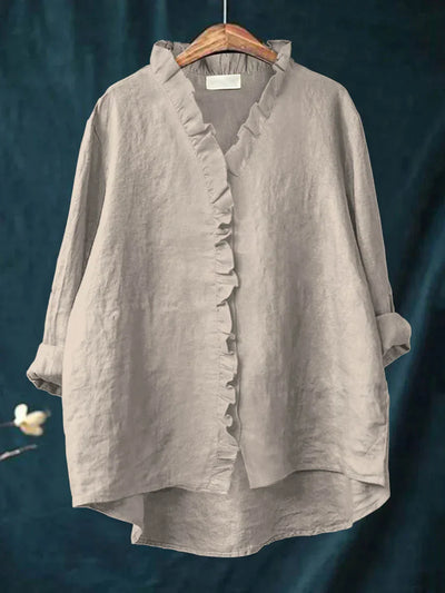 SANELA | Casual Ruffle Shirt in Cotton and Linen