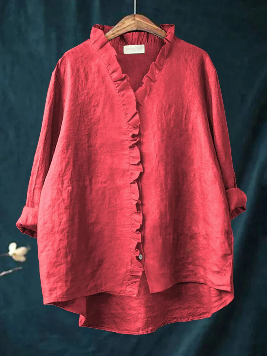 SANELA | Casual Ruffle Shirt in Cotton and Linen