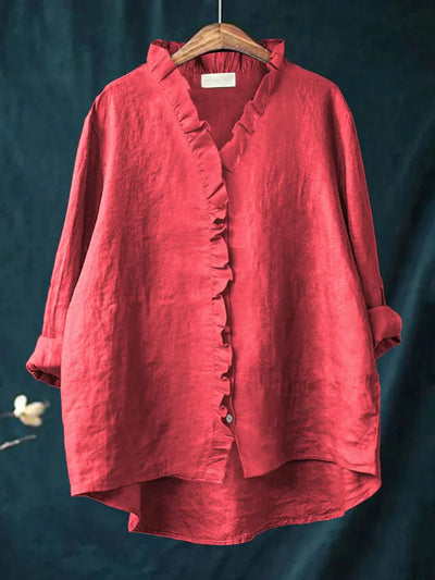 SANELA | Casual Ruffle Shirt in Cotton and Linen