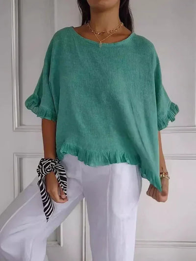 ODETTE | Ruffle Hem Linen Top