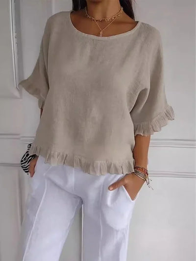 ODETTE | Ruffle Hem Linen Top