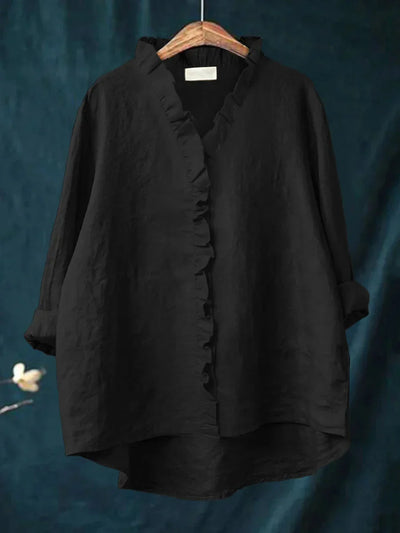 SANELA | Casual Ruffle Shirt in Cotton and Linen