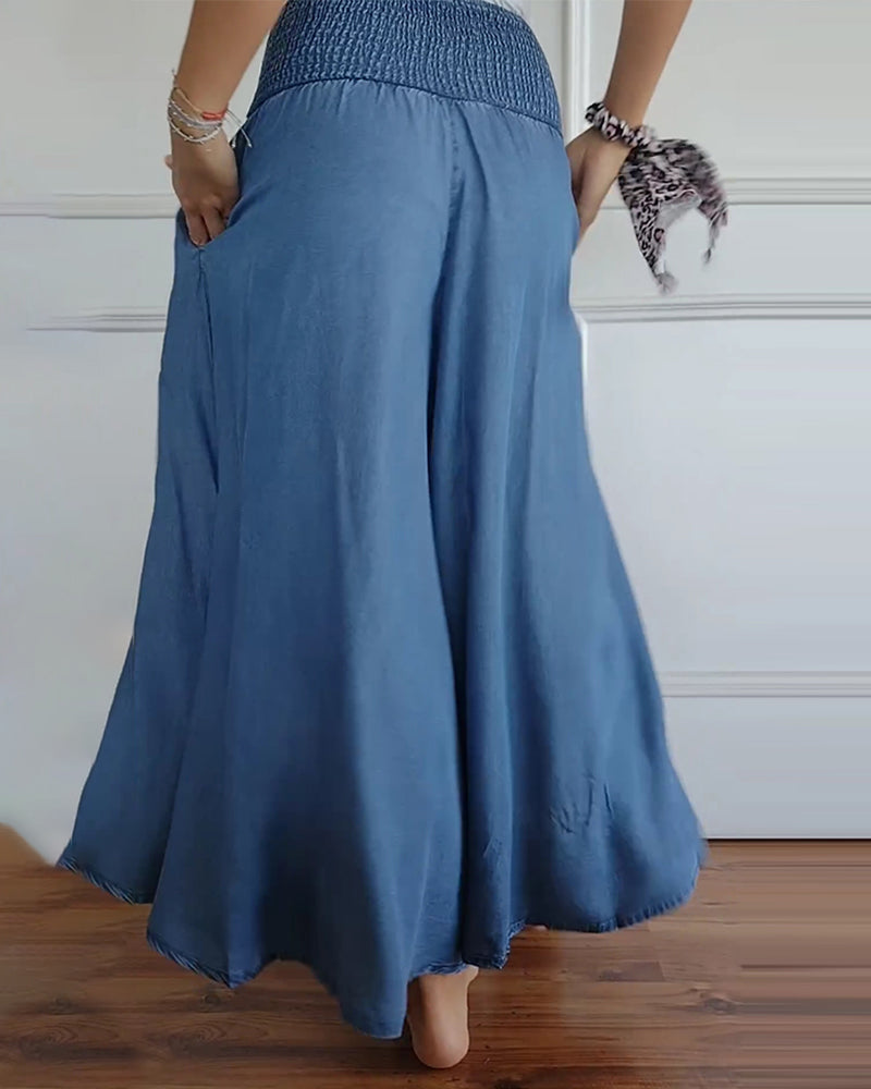 MAYA | Flowy Wide-Leg Pants with Smocked Waist