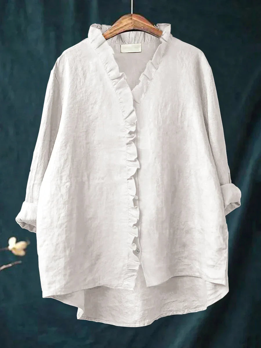 SANELA | Casual Ruffle Shirt in Cotton and Linen