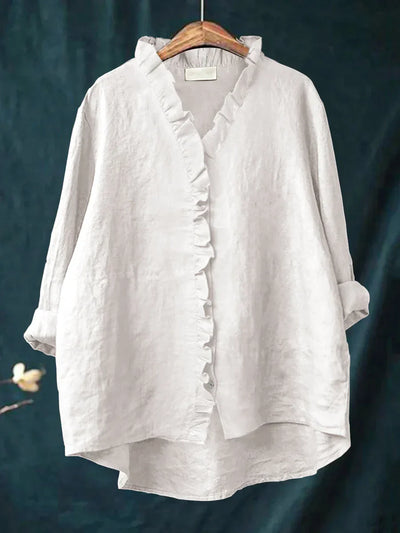 SANELA | Casual Ruffle Shirt in Cotton and Linen