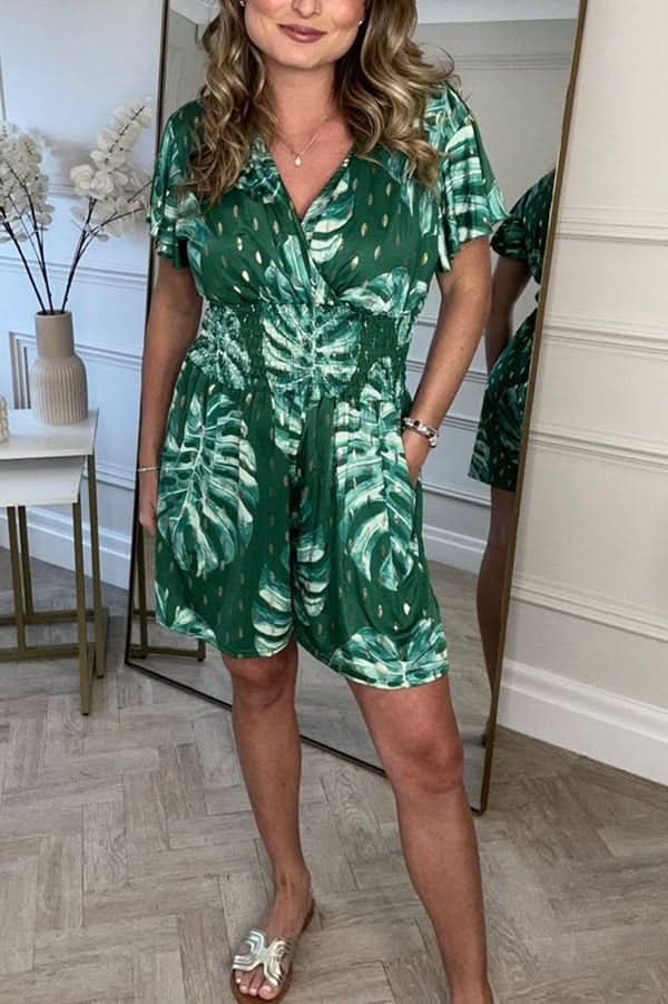 LEILA | Leafy Print Romper