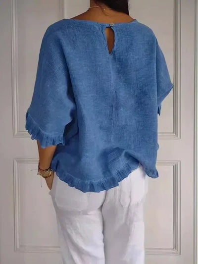 ODETTE | Ruffle Hem Linen Top