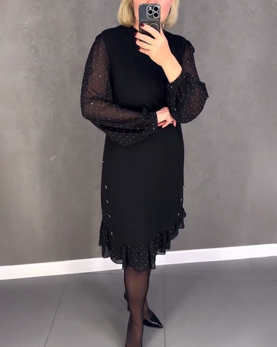 ELIANA | Elegant Sheer Sleeve Dress with Flattering Cut for Fall Occasions
