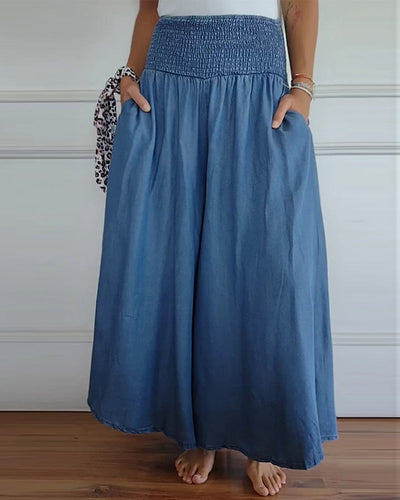 MAYA | Flowy Wide-Leg Pants with Smocked Waist