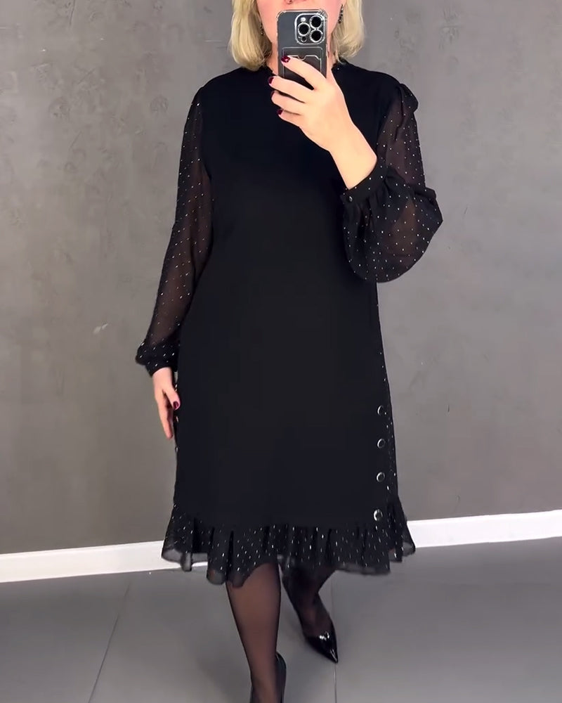 ELIANA | Elegant Sheer Sleeve Dress with Flattering Cut for Fall Occasions