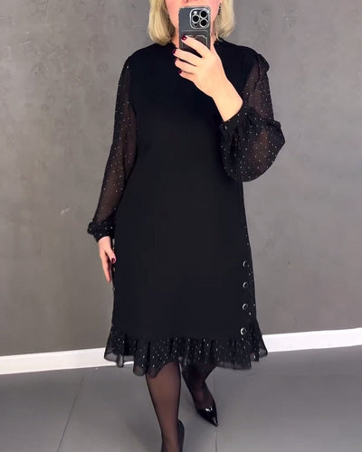 ELIANA | Elegant Sheer Sleeve Dress with Flattering Cut for Fall Occasions