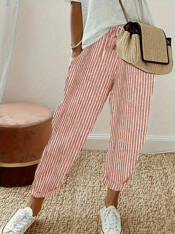 CANDICE | Striped pants with side pocket and drawstring