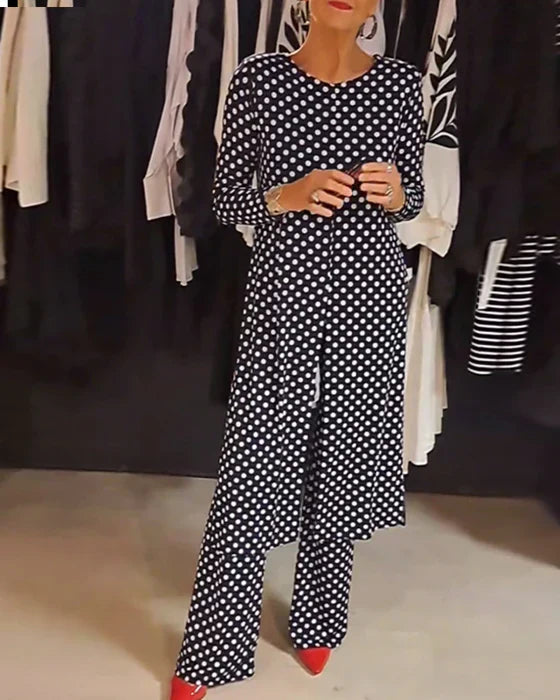 LILIANA | Polka Dot Print Two-Piece Set for Effortless Elegance and Versatile Summer Looks