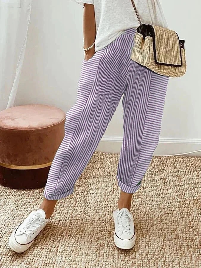 AVERY | Striped Cotton Relax Pants